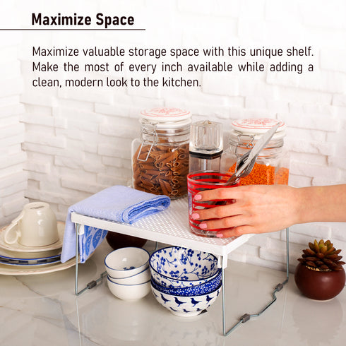 EDNA HOME Cabinet Shelf Organizer, Stacking Cabinet Rack